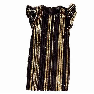 Bardot black and gold sequin dress sz 7 worn once